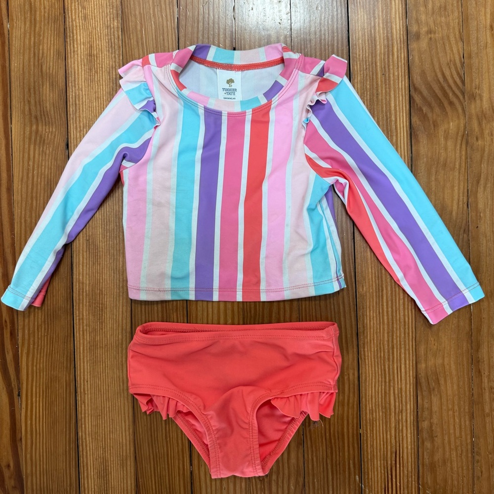 Tucker + Tate Rainbow Stripe Bathing Suit Set, Size 18M